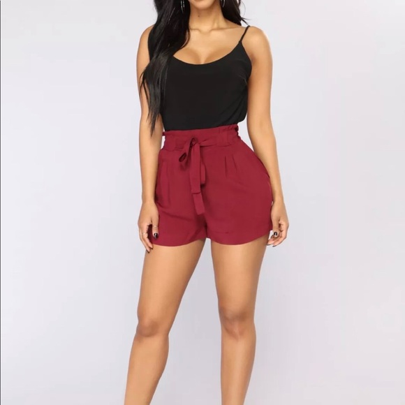 red paper bag shorts